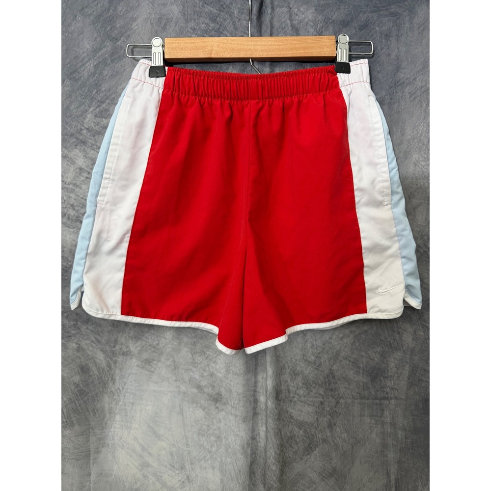 Nike Womens Red White Blue Colorblock Athletic Running Shorts Small S 4-6 Sporty